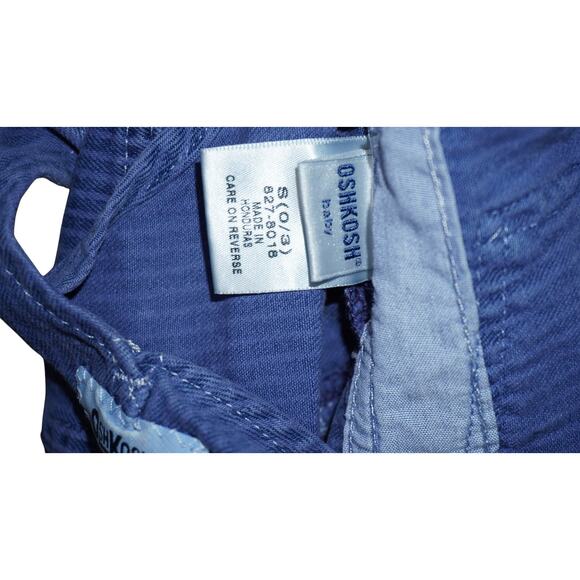 OshKosh B’gosh Baby Railroad Stripe Shortall Overalls 0–3M Blue Vestbak - Picture 6 of 7